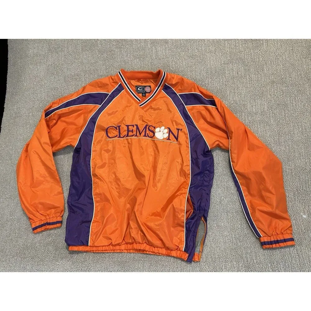 VINTAGE CLEMSON UNIVERSITY PULLOVER JACKET Medium M vtg y2k 90s‎